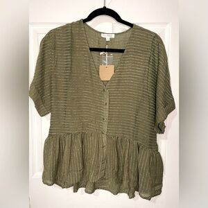 BLU PEPPER Whisk Me Away Olive Babydoll Top
